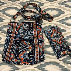 Vera Bradley Blue and Orange Paisley Crossbody Bag